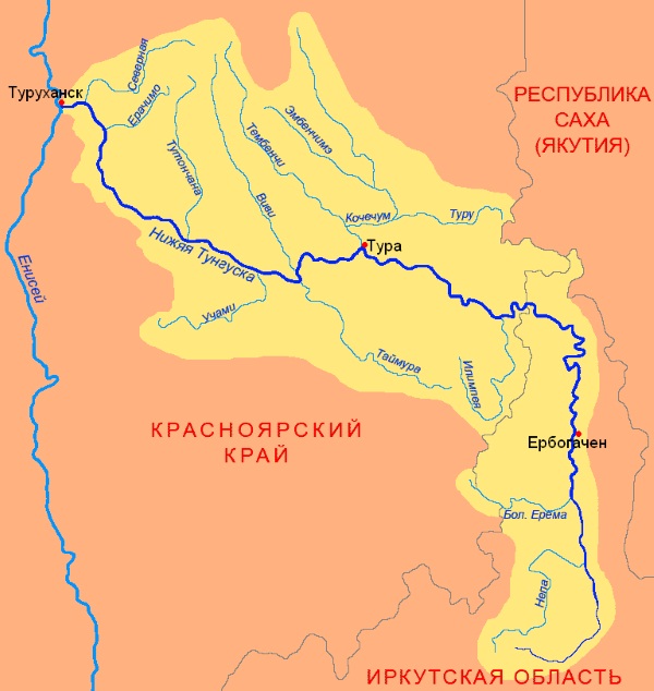 Река Енисей на карте России. Где находится исток, устье, длина, глубина, направление течения, протяженность, куда впадает