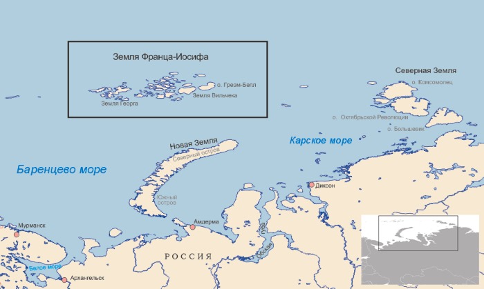 Карское море на карте России, острова и полуострова, границы, ресурсы, характеристика