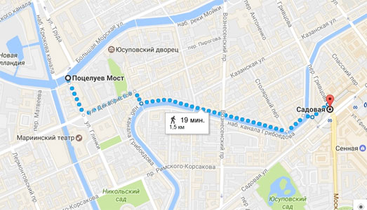 Поцелуев мост в Санкт Петербурге. Где находится, история названия, легенды