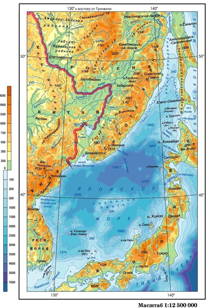 Сихотэ алинь на карте россии контурная карта