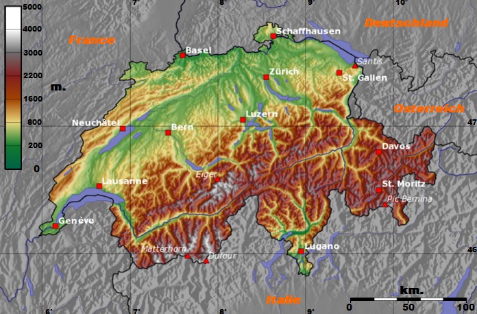 Швейцария. Достопримечательности, описание, страна на карте