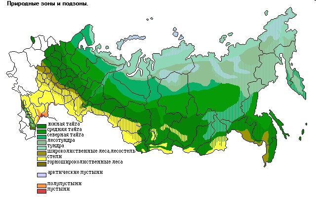 Карта широколиственных лесов россии