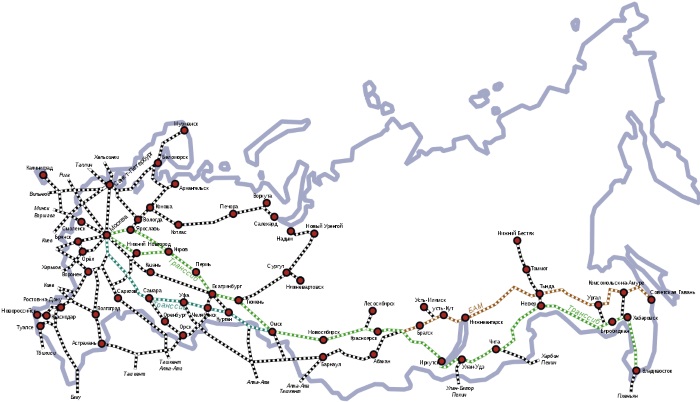 Транспортные магистрали России. Названия, список крупных, контурная карта, характеристики, примеры