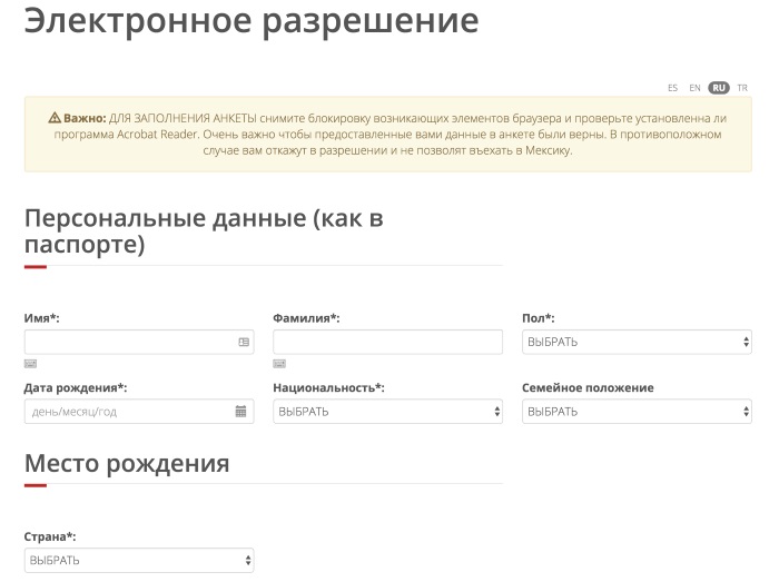 Электронное разрешение в Мексику для россиян. Как оформить визу, что заполнять на сайте