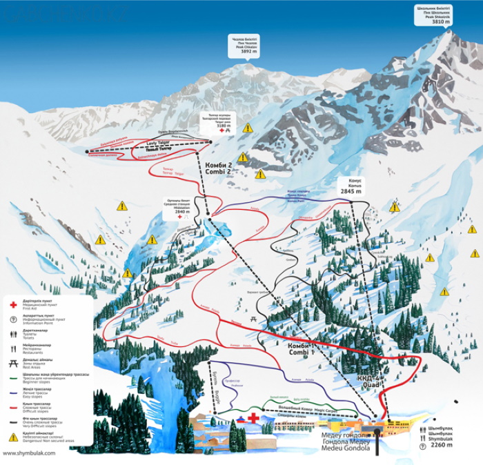 Чимбулак горнолыжный курорт Казахстана. Схема трасс, цены