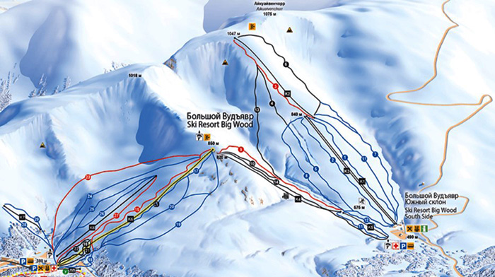 Большой Вудъявр - горнолыжный курорт в Кировске Мурманской области. Схема трасс, цены