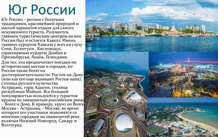 Юг России на карте России с городами, поселками, курортами