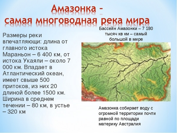 Амазонка река. Истоки, бассейн, устье, питание, режим, притоки, животные