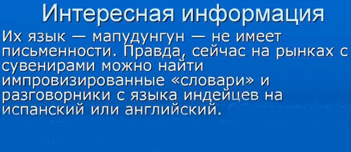 Язык в Чили официальный государственный. На каком говорят