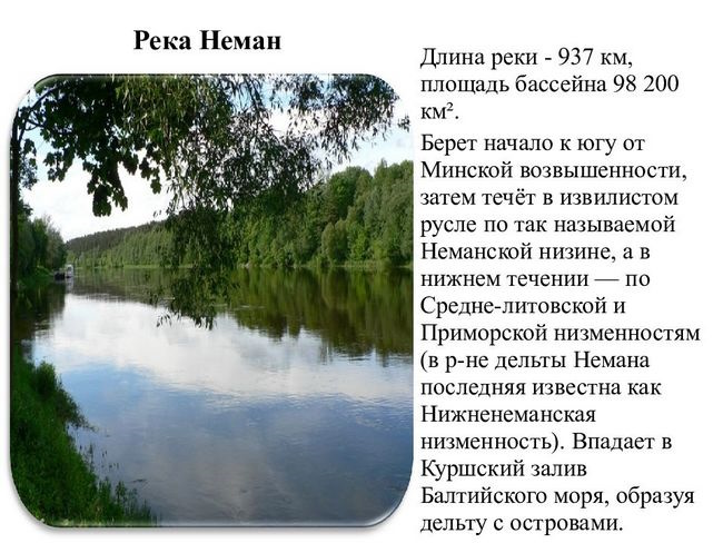 Неман река на карте Беларуси, России. Куда впадает, где находится