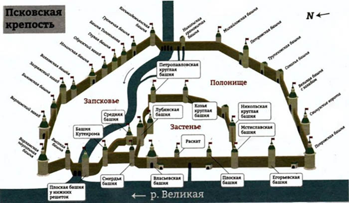 Псковская крепость. История, фото, схема, адрес