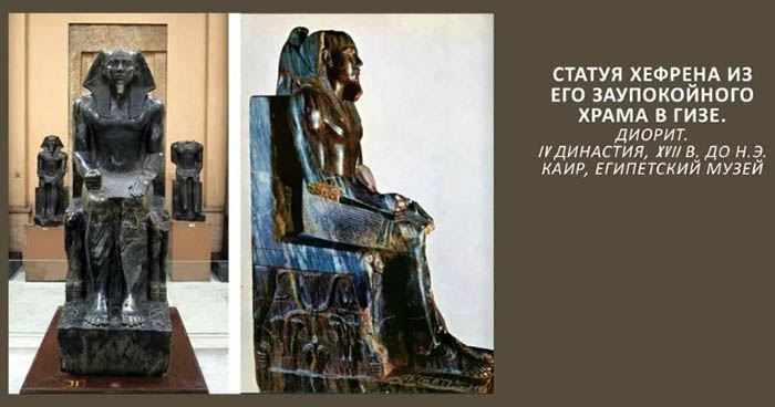 Статуя фараона Хефрена в Египте. Размер, где находится
